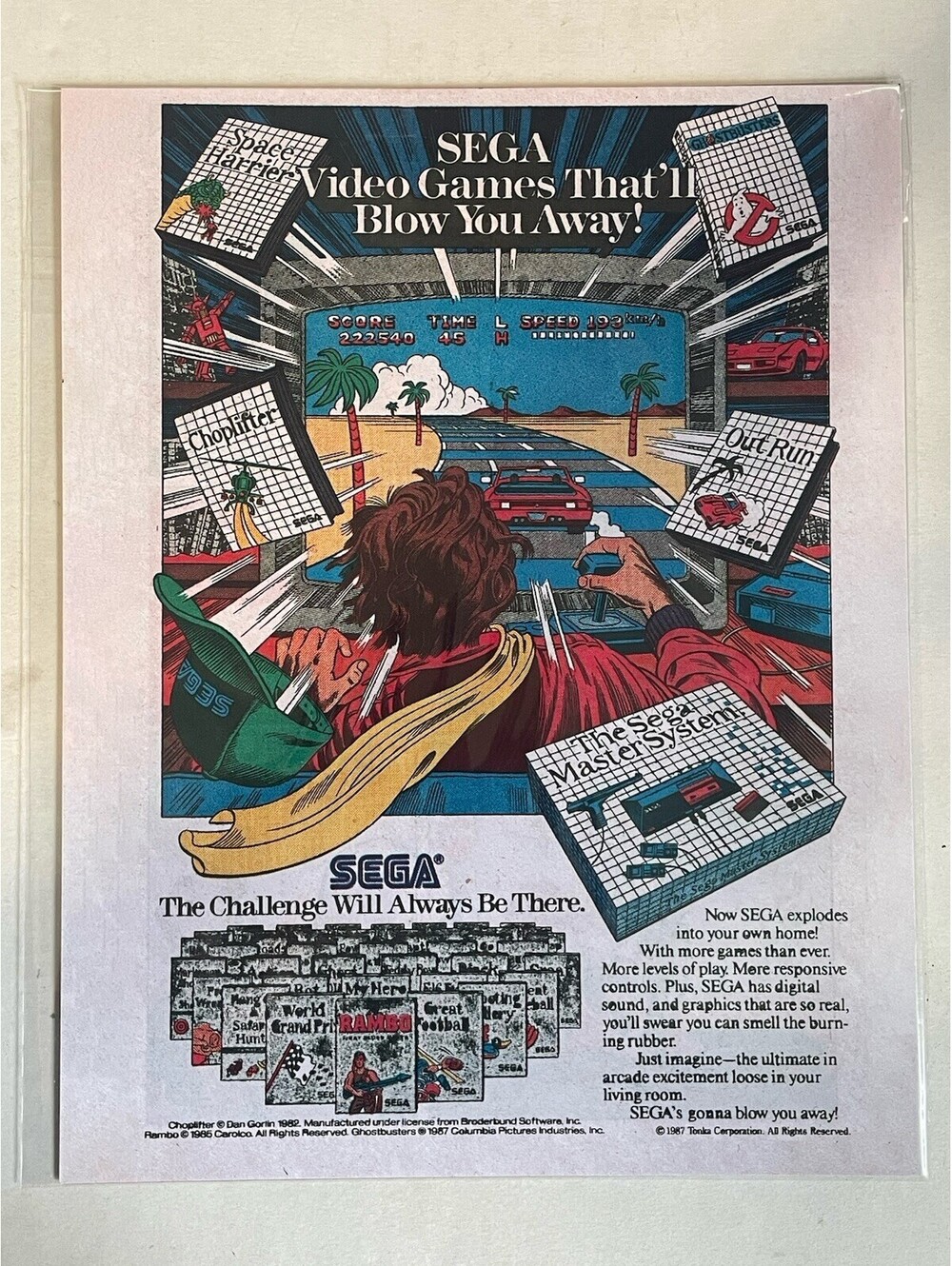 Sega Master System Phaser 8.5x11 Paper Reprint Ad Sign Outrun Chop Lifter